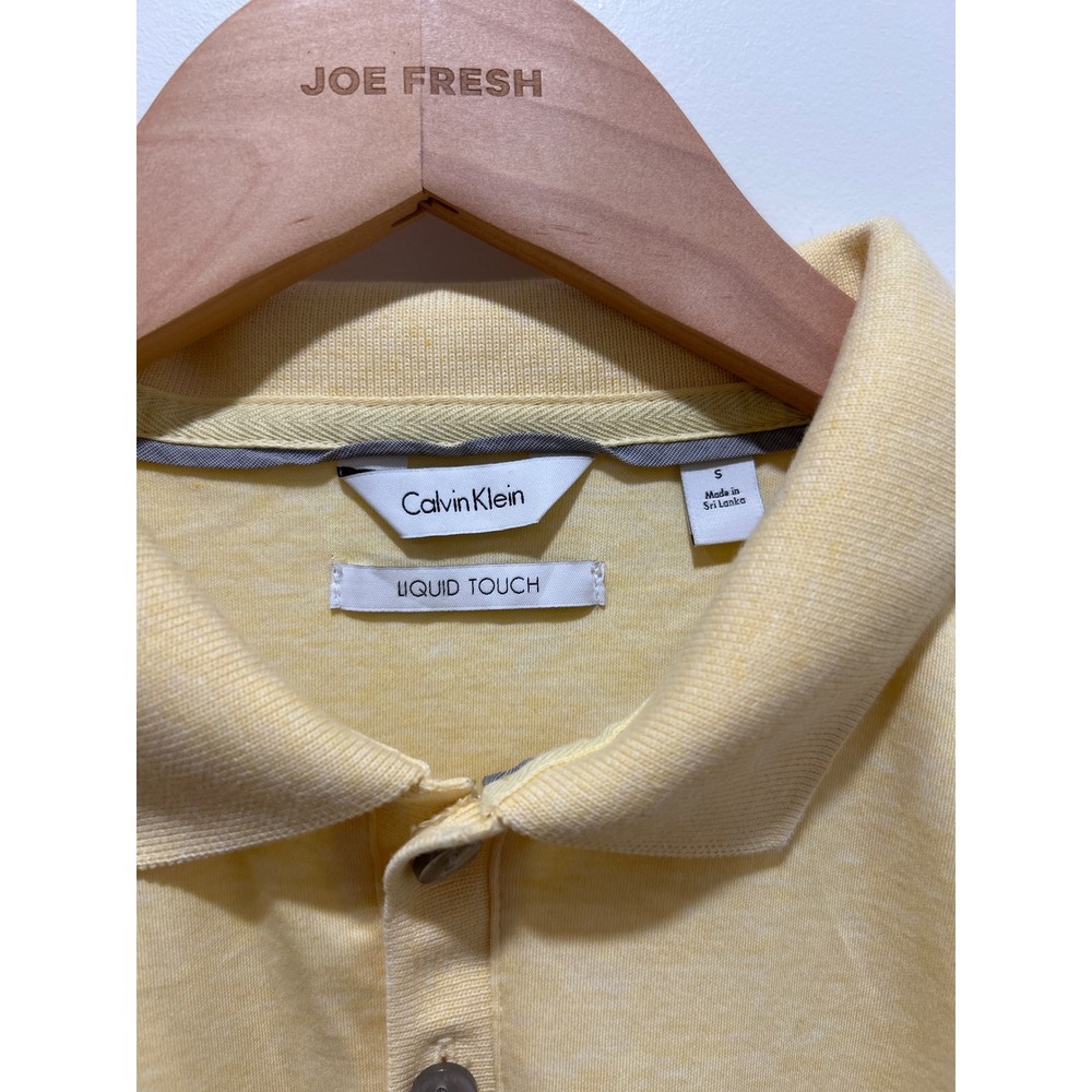 Calvin Klein Liquid Touch Polo Shirt Yellow Heather Short Sleeve Small - Picture 2 of 5